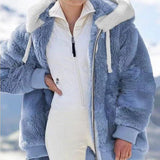 Hot New Autumn And Winter Loose Plush Multi-Color Hooded Coat