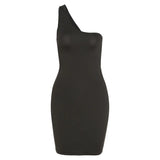 Autumn Black Sexy Hollow One Shoulder Y2K Mini Dress Women Sleeveless Backless Bandage Party Clubwear Beach Slim Dresses