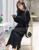 Women Winter Knit Dresses 2022 Europe Long Sleeve O-Collar Casual Loose Warm Maxi Sweater Dress Plus Size Women's