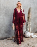 New Women's Lace Long-Sleeved V-Neck Solid Chiffon Summer