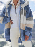 Hot New Autumn And Winter Loose Plush Multi-Color Hooded Coat