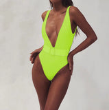 Toloer Hot Style Female Piece Swimsuit Leopard Print Belt Buckle Integrated Bikini-Outfit