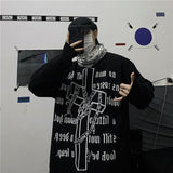 Pullover sweater women loose oversized Harajuku style religious Gothic cross jacquard thickened men and women knitted