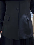 Fashion Women's Blazer New Slash Neck Slim Single Breasted Off Shoulder Long Sleeve Black Suit Jackets Autumn 2023