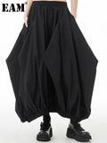 High Elastic Waist Black Irregular Pleated Casual Long Half-body Skirt Women Fashion Tide New Spring Autumn 2023