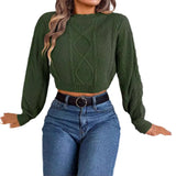 Shooting 2025 Autumn And Winter Casual Pure Color Sesame Long-Sleeved Cover Umbilly Sweater Women's