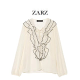 Homemade New Women's Oceanic Laminated Semi-Transparent Shirt