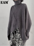 Black Irregular Hem Knitting Sweater Turtleneck Long Sleeve Women Pullovers New Fashion Tide Autumn Winter 2023