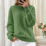 2025 New Thick Solid-Colored Cashmere Knitted Shirt Women High-Collar Short-Sleeve Loose Lazy