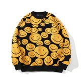 Men's Oversize Sweaters 2021 Autumn Winter Tops Smile Cartoon Sweater Hip Hop Streetwear Pullover Harajuku Men