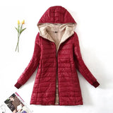 2022 Women Thick Fleece Hooded Coats Warm Jacket Loose Long Sleeves Pocket Ladies Elegant Autumn Winter
