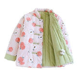 Style Buckle Coat Cotton Jacket Women's Fashion Elegant Warm Cotton Clothes National Tide Printing Cotton
