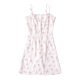 Women's Floral Print Wood Ear Mini Sling Dress