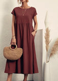 Solid Color Sleeveless Loose Cotton Into Pocket