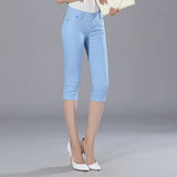 Women's Capris Jeans Pants Female Knee Length Stretch Slim Capri Jeans Women Candy Color Summer Denim Jeans