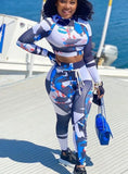 Print Tight Cropped Top and Pants 2pc