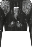 Ripped Hole Distressed Grunge Sweater Black Loose Knitted Jumper Women Chic Fashion Pullovers Long Sleeve Top