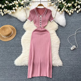 Feel Dress Women 2025 New Design Color Short-Sleeved Polo Collar Knitted Ass