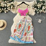 Court-Style Dress Female Short Breast Sling Sling Sling Vest + High-Waisted
