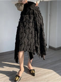 Irregular Ruffles Dobby Asymmetrical High Waist Tassels Halfbody Skirt Female Bottoms Women Fashion Tide