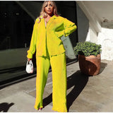 Shirts and Long Pant Two Piece Set Women Outfits Office Long Sleeve Tops Lady Trousers Set 2022 Loose Suit Clothing