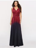 Summer New Women's Long Dress Fashion Temperament Solid Color Bandage V-neck Sexy Women's Backless High-waisted Swing