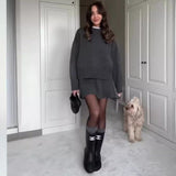 Winter New Solid Color High-Collar Lazy Knitwear Design Skirt Dress