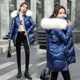 Hooded Removable Fur Collar Warm Parka Women Korean Loose Long Sleeve Cotton-Padded Jackets Trendy Thick Winter