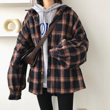 Oversized Shirt Long Sleeve Collared Boyfriend Plaid Blouse Fall Winter Women's Blouses & Shirts