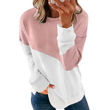 Autumn New Long-Sleeved Round Neck Bump Color Loose Shirt T-Shirt Top