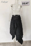 Irregular Ruffles Dobby Asymmetrical High Waist Tassels Halfbody Skirt Female Bottoms Women Fashion Tide