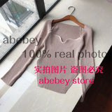 new spring and summer fashion women clothes sqaure collar full sleeves elastic high waist sexy pullover