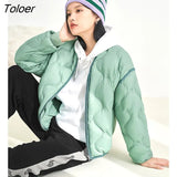 Women Down Jacket 2022 Winter Baseball Collar 90% White Duck Down Warm Windproof Coat Multicolor Casual Chic