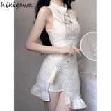 Woman Dress 2023 Vestidos De Mujer Chinese Style Vintage Robe Femme Tunic Ruffles Hollow Out Mini Summer Dresses