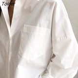Spring Summer Loose White Shirts Women Fashion Big Pocket Turn Down Collar Woman Blouses 2023 Button Office Blusas