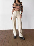 Toloer Women's Fall / Winter 2024 High-Waisted Leather Patchwork Trousers For Women's Casual Pants Leather Pants-Outfit