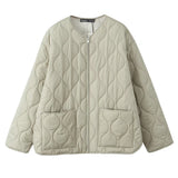 Winter New Round Neck Zipper Twin Cotton Warm Large Pocket Thin Cotton