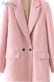 2023 Women Double Breasted Loose Blazer Office Lady Loose Classic Coat Basic Suit Jacket Female Chic Outwear