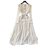Small Scented Dress Female Senior Feeling Heavy Industry Nail Bead Metal Collar Lace Splicing Hundred Folded Fairy