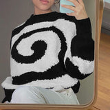 Sweetown Winter 2021 Vintage Paisley Print New Sweaters Women Fairy Grunge Kawaii Knitted Pullovers Crewneck Long Sleeve