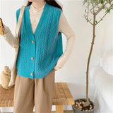 loose sweater spring autumn Women's vest knitted vest v neck joker knitted vest womens vests winter outerwear plus