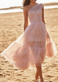 Elegant Mesh Ruffles Sleeveless