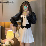 Blusas Mujer De Moda Square Collar Long Sleeve Tunic Shirts Irregular White Blouses Crop Tops Fashion Korean Blouse