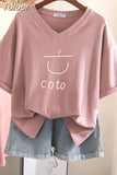 Plus Size T Shirt 100% Cotton L-6XL Tshirt Short Sleeve Women Top Summer Cute Printed Casual O Neck Oversized T