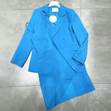 Sexy Two Piece Set Womens Square Collar Sleeveless High Waist Dresses Notched Long Sleeve Blazers Solid Sets