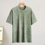 Old Short-Sleeved T-Shirt 2025 Summer Relaxation Leisure Collar Water Washing Hair Short-Sleeved