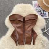 Locomotive Pure Hot Girl Breast Vest Autumn Zipper Short Design Sense Niche Beautiful Blouse