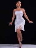 Fringe Trim Spaghetti Strap Bodycon