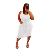 And American Solid Color Bodycon Plus Size Sleeveless