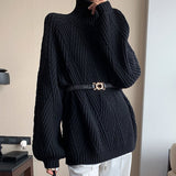 Autumn Winter Thick Turtleneck Sweater Za Women Knitted Oversized Pullover Blouse Long Sleeve Casual Jumper Soft Warm Femme